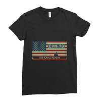 Uss Ronald Reagan Cvn 76 Vintage American Flag Gift Ladies Fitted T-shirt | Artistshot