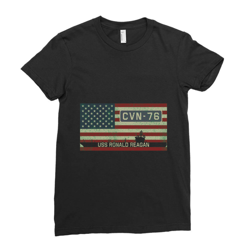 Uss Ronald Reagan Cvn 76 Vintage American Flag Gift Ladies Fitted T-Shirt by kudaponijengkulit | Artistshot