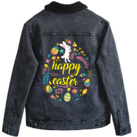 Happy Easter Day Egg Unisex Sherpa-lined Denim Jacket | Artistshot