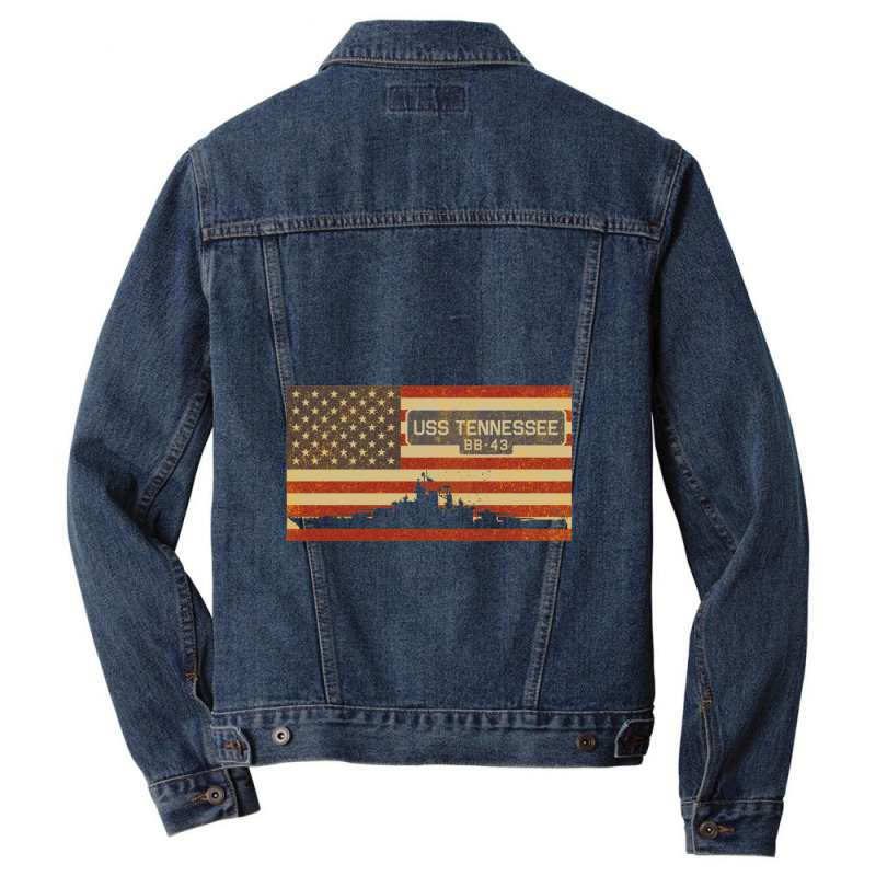 Uss Tennessee Bb 43 Dreadnought Battleship Gift Men Denim Jacket | Artistshot