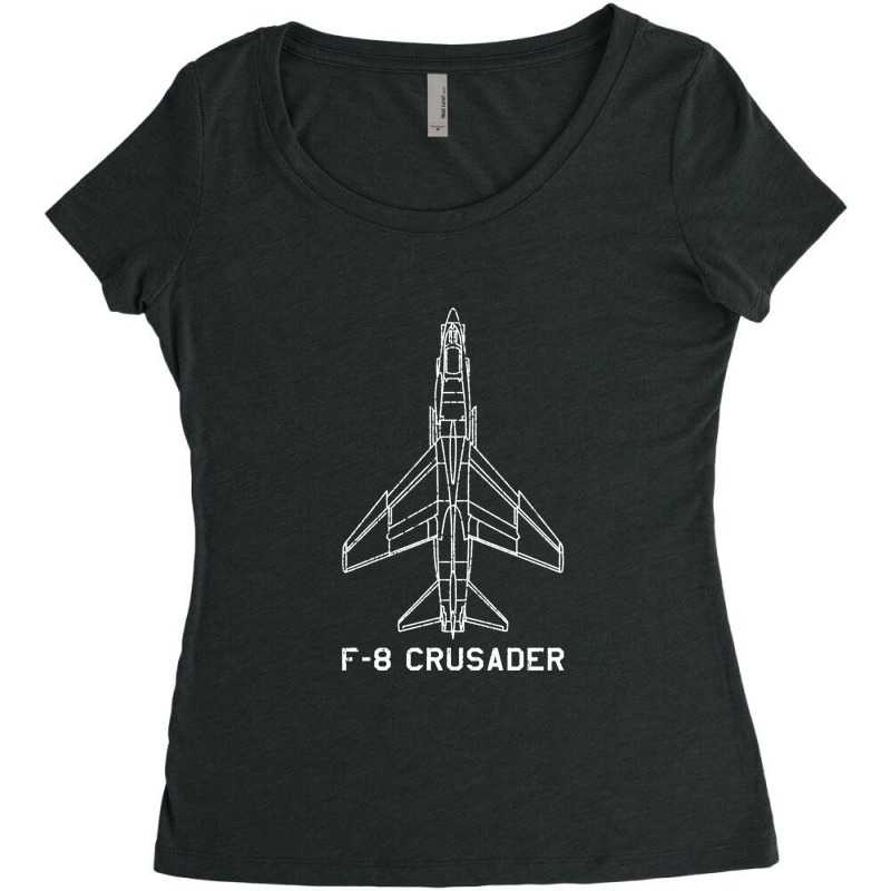 Vought F 8 Crusader Airplane Aircraft Blueprint Plane Art Women's Triblend Scoop T-shirt | Artistshot