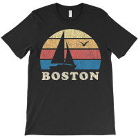 Boston Ma Vintage Sailboat 70s Throwback Sunset T-shirt | Artistshot