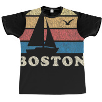 Boston Ma Vintage Sailboat 70s Throwback Sunset Graphic T-shirt | Artistshot