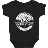 Salt Lake City Utah Usa Distressed Style Adventure Design Zip Hoodie Baby Bodysuit | Artistshot