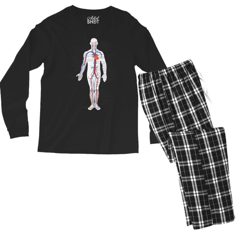 Circulatory System Anatomy Chart Arteries Veins Men's Long Sleeve Pajama Set by Aliceartist | Artistshot