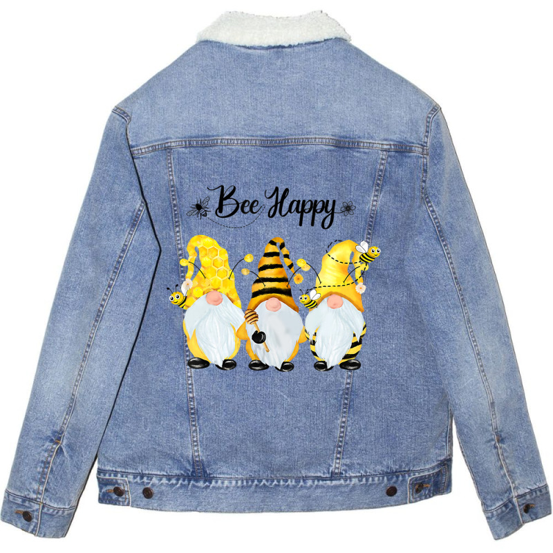 Bee Happy Bee Gnome Spring Unisex Sherpa-lined Denim Jacket | Artistshot