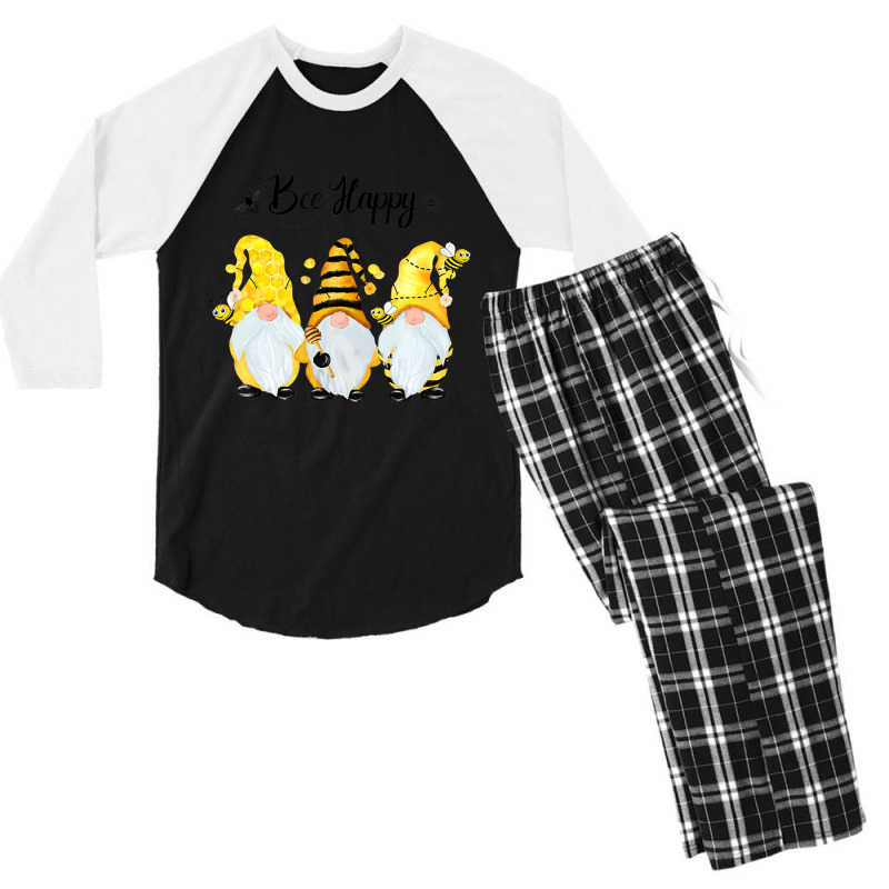 Bee Happy Bee Gnome Spring Men's 3/4 Sleeve Pajama Set | Artistshot