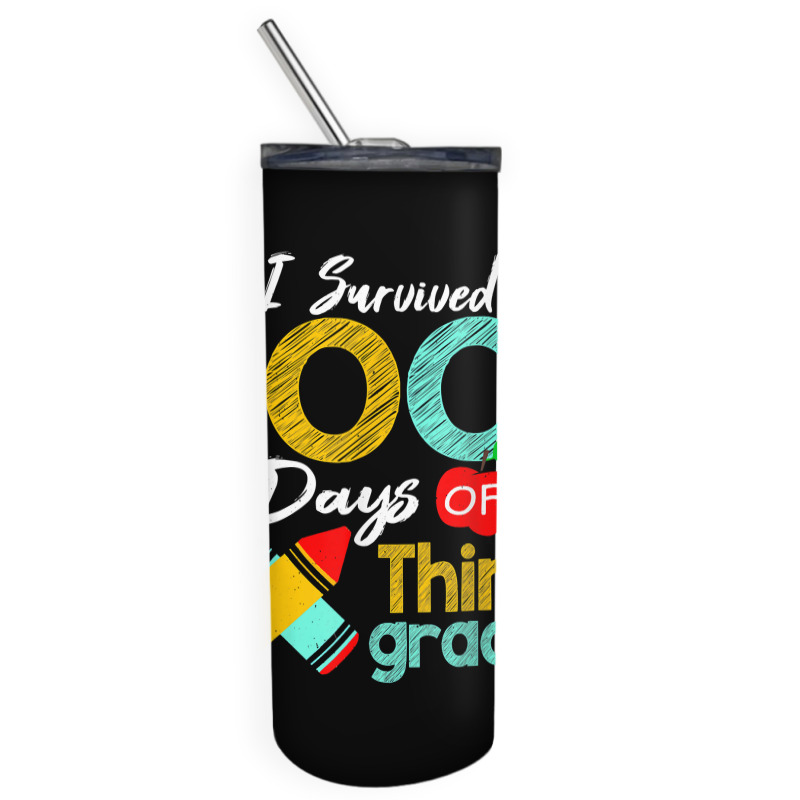 Colors Survived 100th Day Of 3rd Grade 100 Days Of School T Shirt Skinny Tumbler | Artistshot