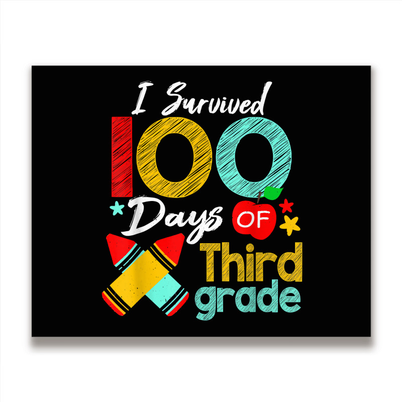 Colors Survived 100th Day Of 3rd Grade 100 Days Of School T Shirt Metal Print Horizontal | Artistshot