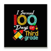 Colors Survived 100th Day Of 3rd Grade 100 Days Of School T Shirt Metal Print Square | Artistshot