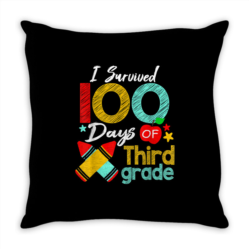 Colors Survived 100th Day Of 3rd Grade 100 Days Of School T Shirt Throw Pillow | Artistshot