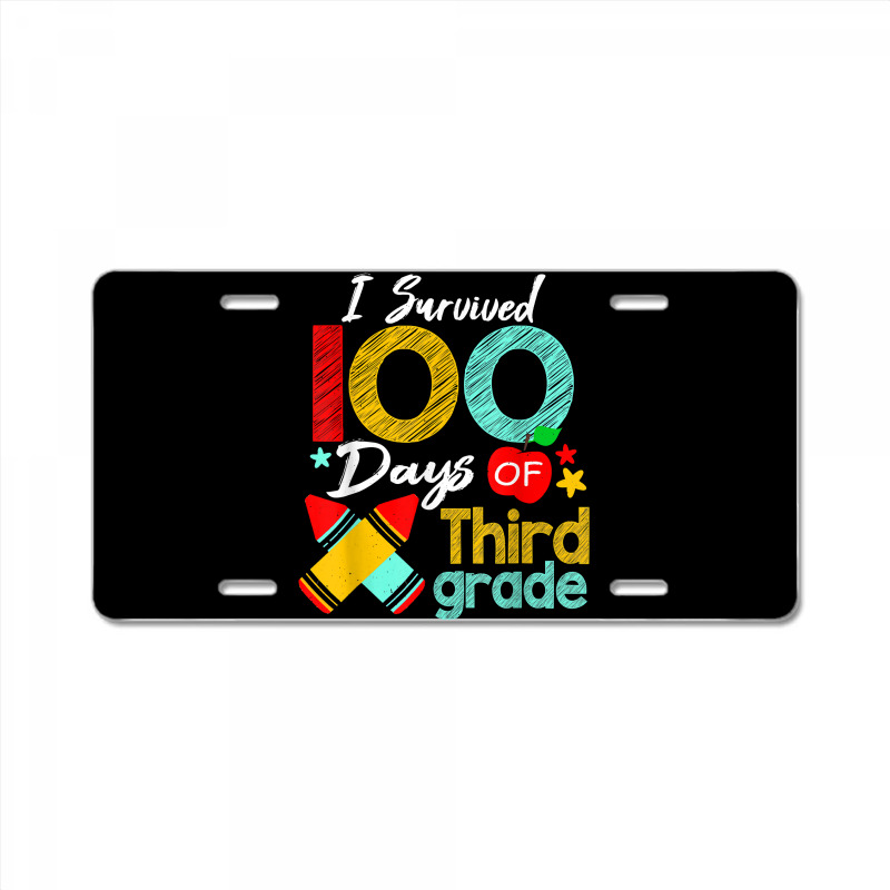 Colors Survived 100th Day Of 3rd Grade 100 Days Of School T Shirt License Plate | Artistshot