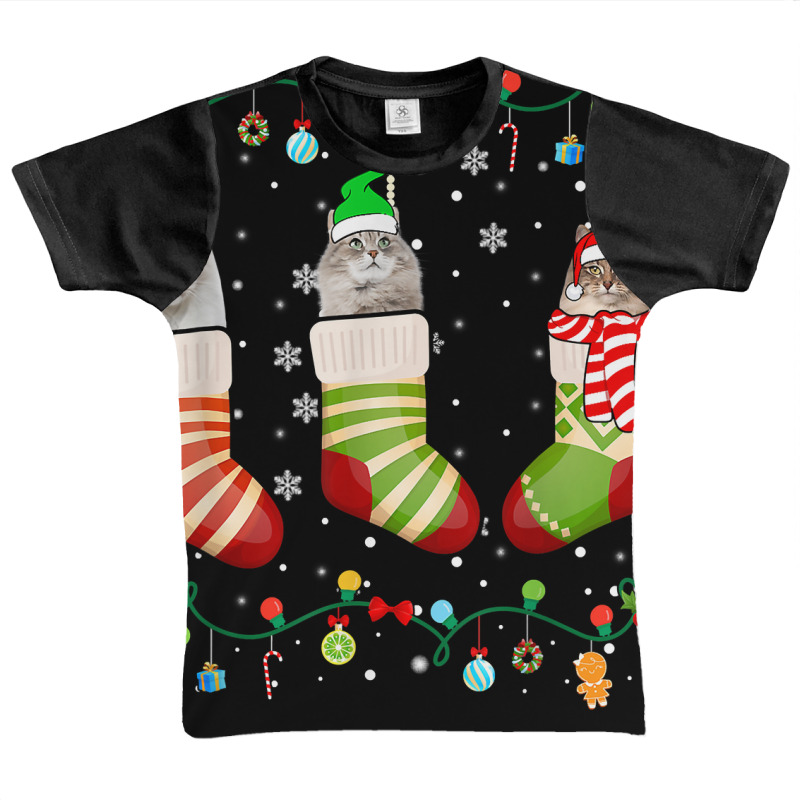 Cute Xmas Cat Pajama Siberian Christmas Socks T Shirt Graphic Youth T-shirt by meritzjla | Artistshot