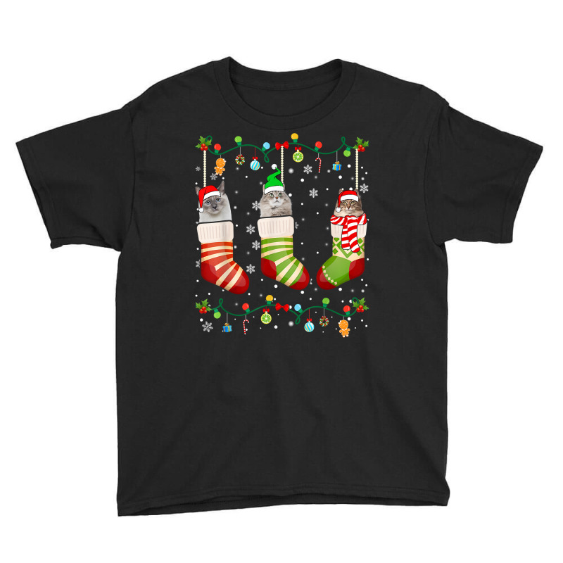 Cute Xmas Cat Pajama Siberian Christmas Socks T Shirt Youth Tee by meritzjla | Artistshot