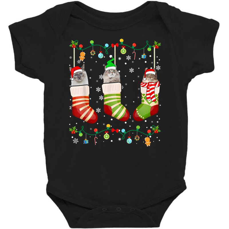 Cute Xmas Cat Pajama Siberian Christmas Socks T Shirt Baby Bodysuit by meritzjla | Artistshot