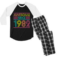 Awesome Since 1982 40th Birthday Gifts 40 Years Old Men's 3/4 Sleeve Pajama Set | Artistshot