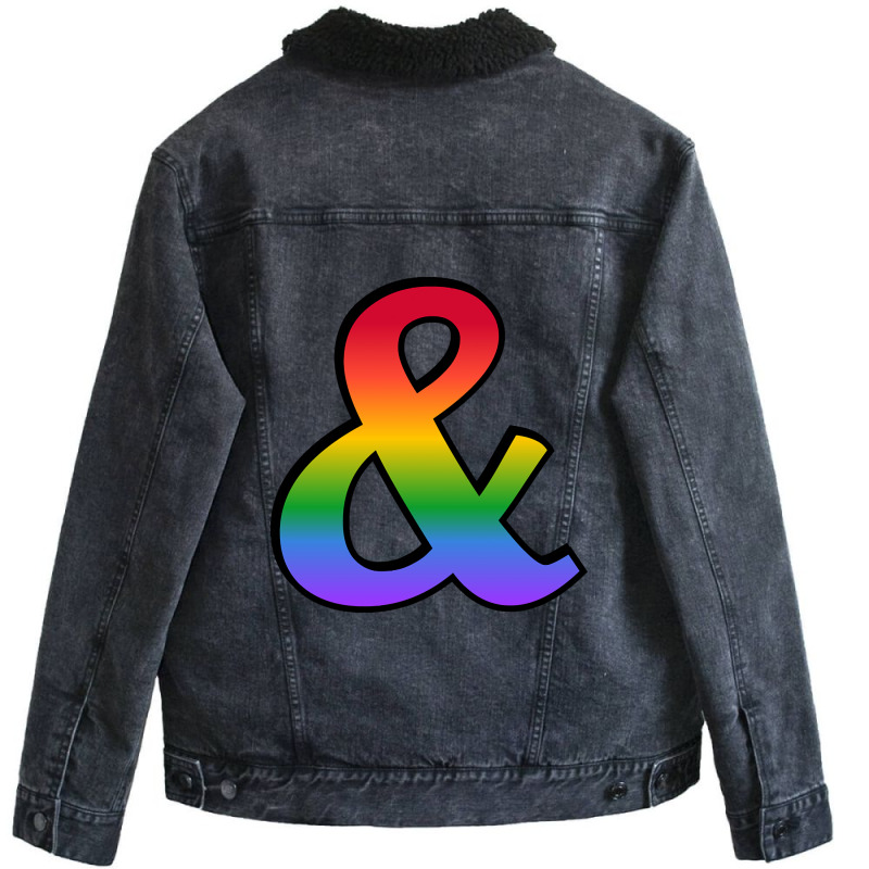 You And I Romantic Rainbow Ampersand Symbol For Queer Gay Lesbian Vale Unisex Sherpa-Lined Denim Jacket by laurynvanhoose | Artistshot