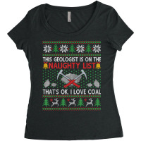 Funny Geologist Geology Ugly Christmas Sweater Naughty List T Shirt Women's Triblend Scoop T-shirt | Artistshot