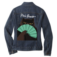 Pai Paws Black Cat Ladies Denim Jacket | Artistshot