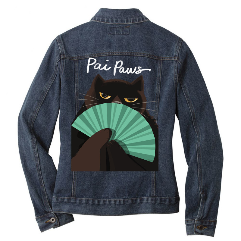 Pai Paws Black Cat Ladies Denim Jacket by macklinsampson | Artistshot