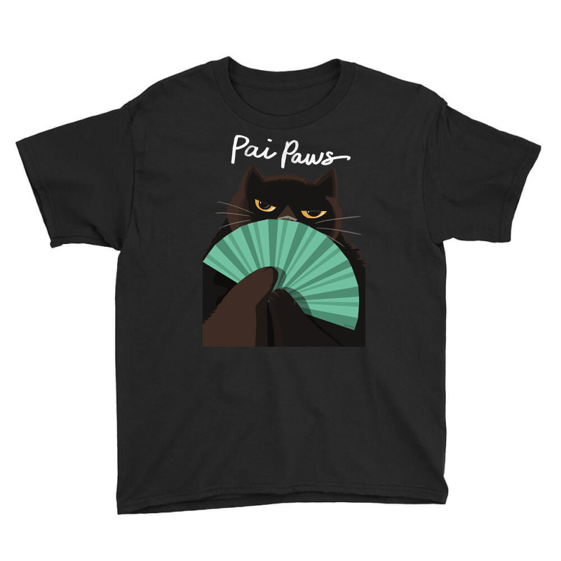 Pai Paws Black Cat Youth Tee by macklinsampson | Artistshot