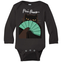 Pai Paws Black Cat Long Sleeve Baby Bodysuit | Artistshot