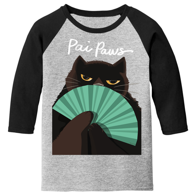 Pai Paws Black Cat Youth 3/4 Sleeve by macklinsampson | Artistshot