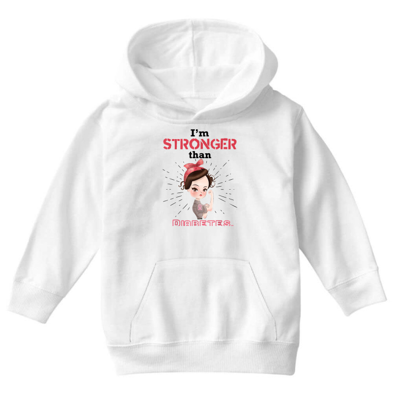 Diabetic Type 1 2 Awareness I'm Stronger Than Diabetes Gift T Shirt Youth Hoodie by paisleafuscaldo | Artistshot