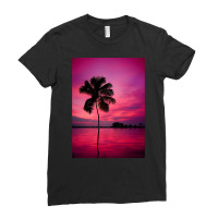 Palm Tree At A Sunset Ladies Fitted T-shirt | Artistshot