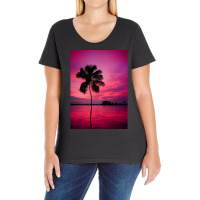 Palm Tree At A Sunset Ladies Curvy T-shirt | Artistshot