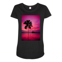 Palm Tree At A Sunset Maternity Scoop Neck T-shirt | Artistshot