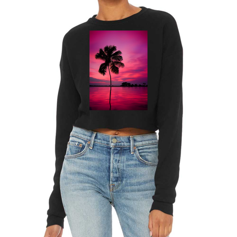 Palm Tree At A Sunset Cropped Sweater by mckeebeckett3l9yxd | Artistshot