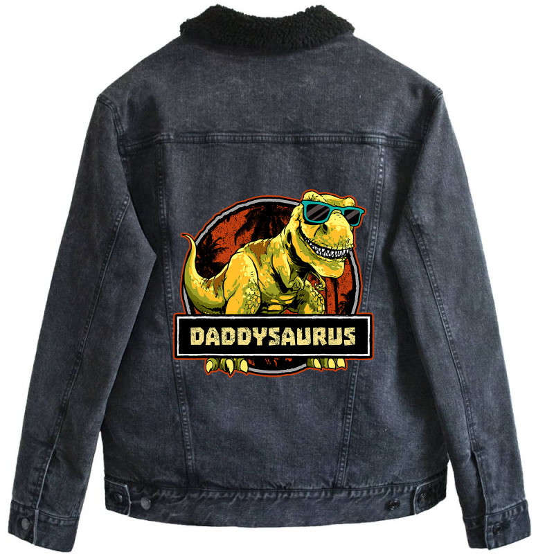 Daddysaurus Fathers Day T Rex Dinosaur Daddy Saurus Men Unisex Sherpa-lined Denim Jacket | Artistshot