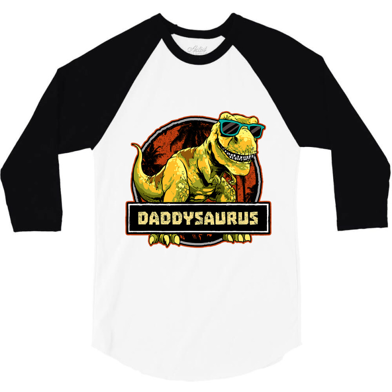 Daddysaurus Fathers Day T Rex Dinosaur Daddy Saurus Men 3/4 Sleeve Shirt | Artistshot