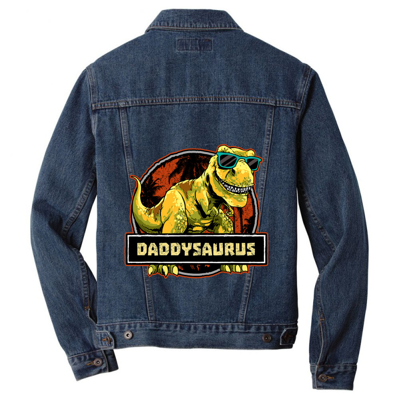 Daddysaurus Fathers Day T Rex Dinosaur Daddy Saurus Men Men Denim Jacket | Artistshot