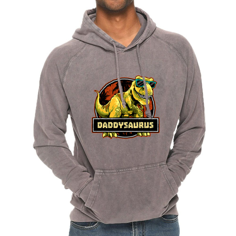 Daddysaurus Fathers Day T Rex Dinosaur Daddy Saurus Men Vintage Hoodie | Artistshot