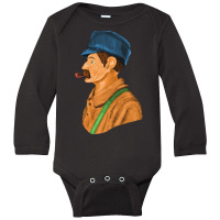 Man With Tobacco Pipe Long Sleeve Baby Bodysuit | Artistshot