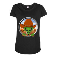 Alien Cowboy Getting Shot Maternity Scoop Neck T-shirt | Artistshot