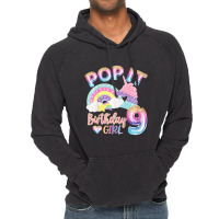 Kids Pop It 9th Year Old Birthday Girl For Pop Party Theme Vintage Hoodie | Artistshot