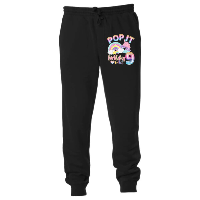 Kids Pop It 9th Year Old Birthday Girl For Pop Party Theme Unisex Jogger | Artistshot