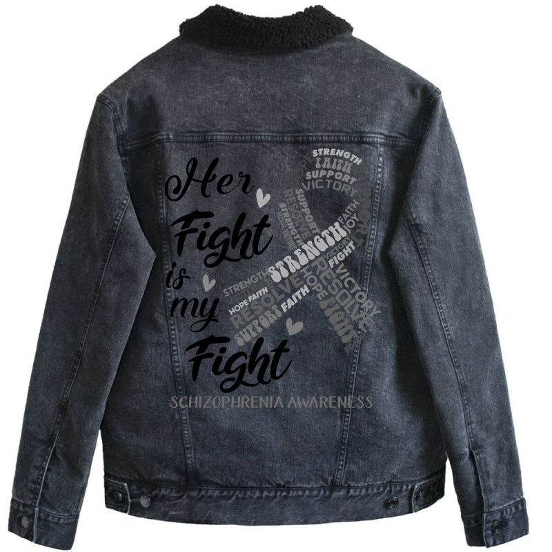 Schizophrenia Awareness Her Fight Is My Fight Unisex Sherpa-lined Denim Jacket | Artistshot