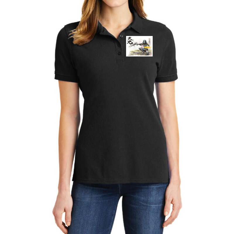 Tali From Mass Effect Sumie Style With Calligraphy Great Land Poster Ladies Polo Shirt by shawnadia | Artistshot