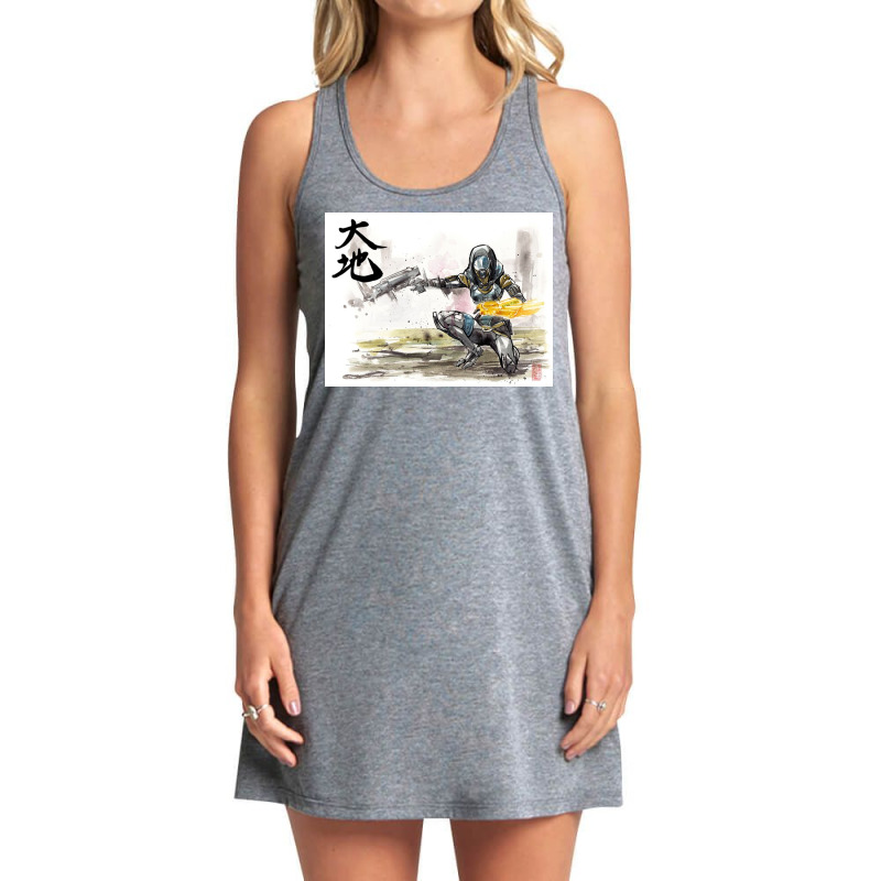 Tali From Mass Effect Sumie Style With Calligraphy Great Land Poster Tank Dress by shawnadia | Artistshot