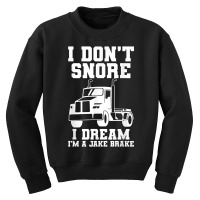 I Don't Snore I Dream I'm A Jake Bake Trucker Truck Driver T Shirt Youth Sweatshirt | Artistshot