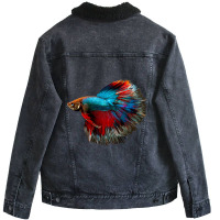 Red Blue Betta Fish Jambrong Unisex Sherpa-lined Denim Jacket | Artistshot