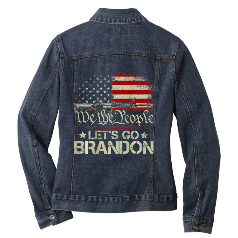 Gun Flag Let's Go Branson Brandon Lets Go Branson (on Back) Ladies Denim Jacket by behindcedar22 | Artistshot