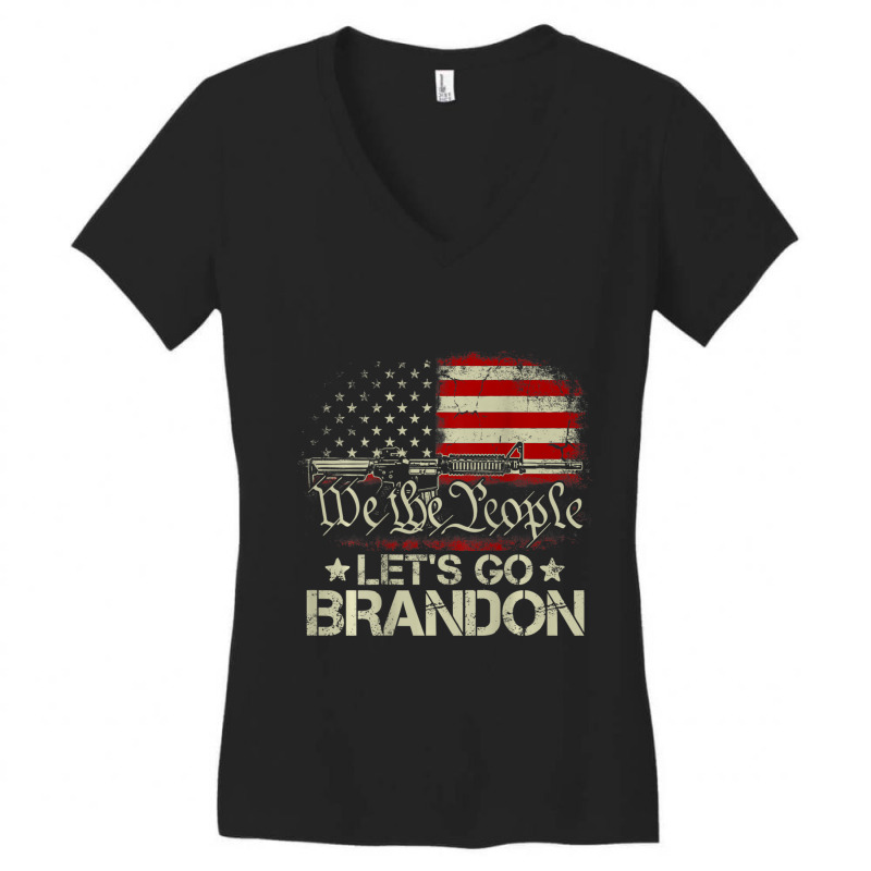 Gun Flag Let's Go Branson Brandon Lets Go Branson (on Back) Women's V-Neck T-Shirt by behindcedar22 | Artistshot