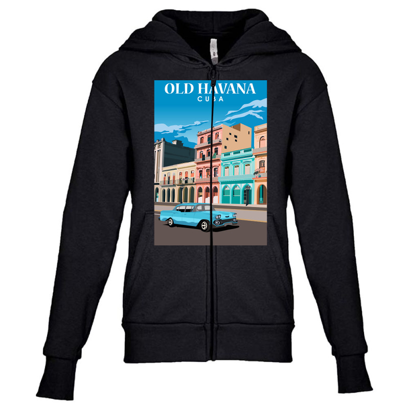 Havana Old City Travel Youth Zipper Hoodie by greggjvandervor | Artistshot