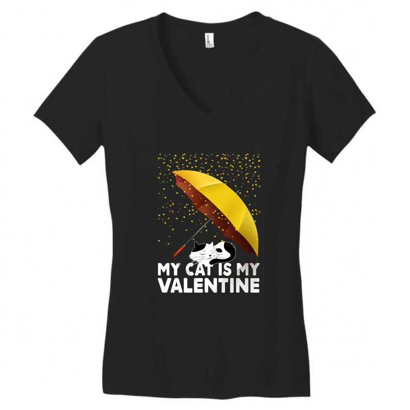 My Cat Is My Valentine For Dark Women's V-Neck T-Shirt by autlu2024 | Artistshot