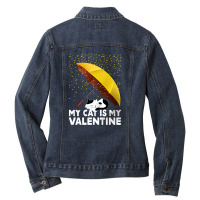 My Cat Is My Valentine For Dark Ladies Denim Jacket | Artistshot